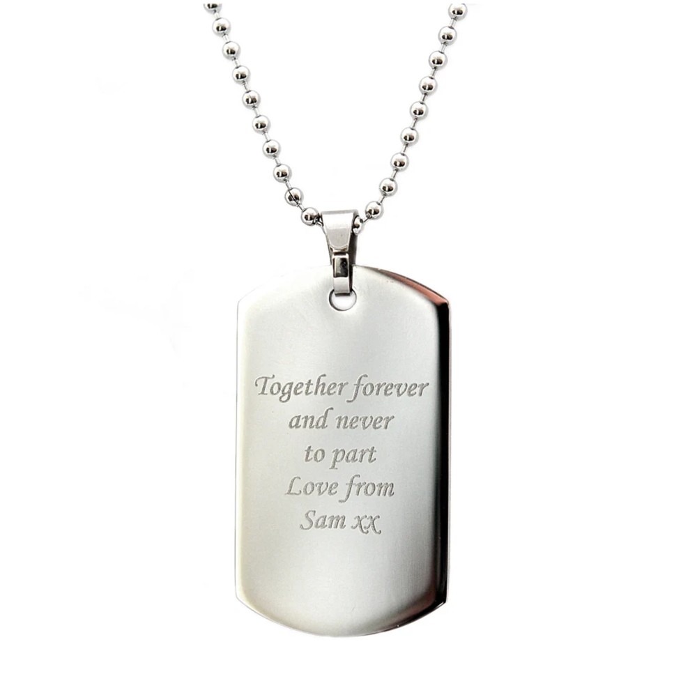 Photo Engraved mens Dog Tag Necklace